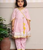 Pink plain chanderi co ord set