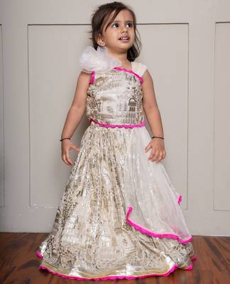Cream embroidered georgette lehenga 3