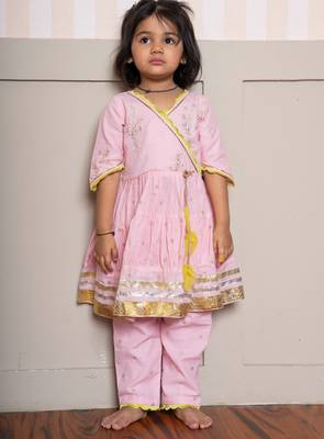 Pink plain chanderi co ord set 2