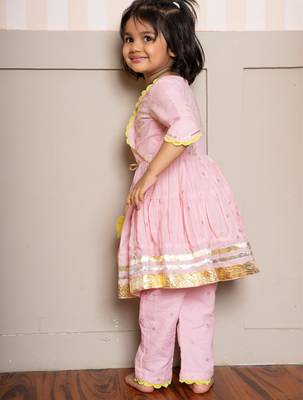 Pink plain chanderi co ord set 3