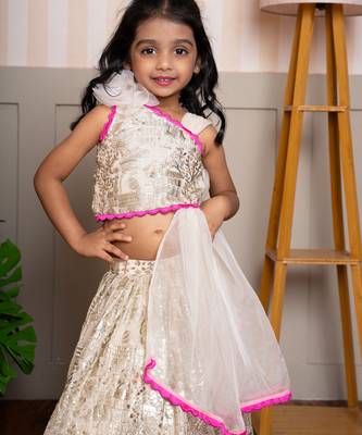 Cream embroidered georgette lehenga 5