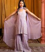 Purple embroidered chanderi sharara