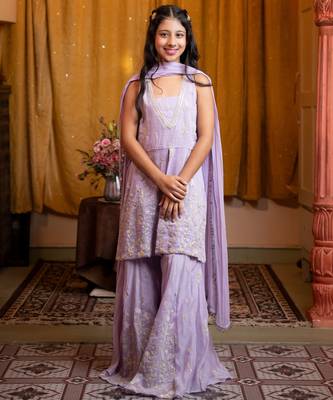 Purple embroidered chanderi sharara 3