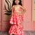 Pink printed satin sharara