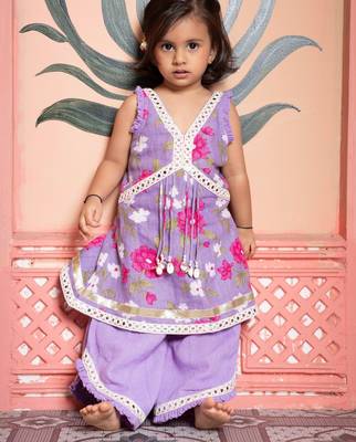 Purple embroidered linen co ord set 1