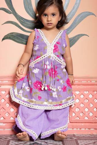 Purple embroidered linen co ord set