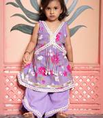 Purple embroidered linen co ord set