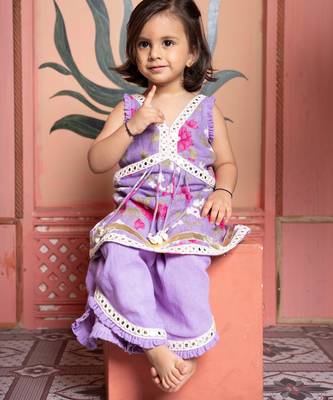 Purple embroidered linen co ord set 2