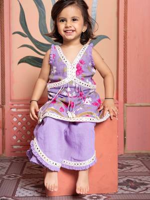 Purple embroidered linen co ord set 3