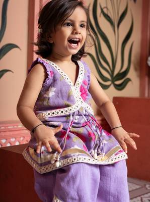 Purple embroidered linen co ord set 4
