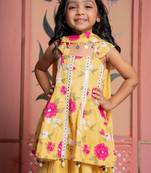 Yellow printed linen Kurta set