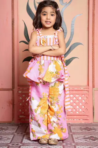 Pink printed linen co ord set