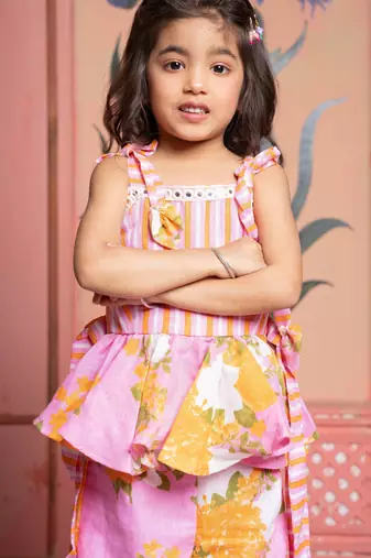 Pink printed linen co ord set