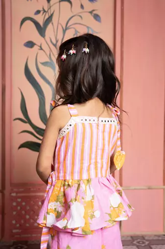 Pink printed linen co ord set
