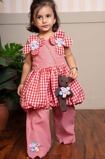 Red printed cotton co ord set