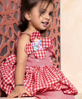 Red printed cotton co ord set 2