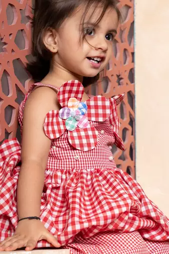 Red printed cotton co ord set