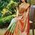 Women's stunning green soft silk kanjeevaram full zari work saree with blouse piece