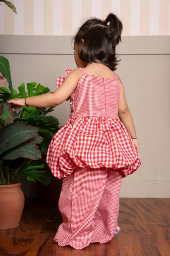 Red printed cotton co ord set