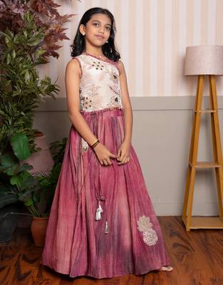 Pink embroidered tissue co ord set 1