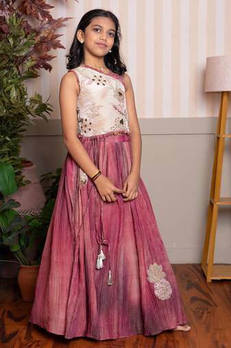 Pink embroidered tissue co ord set