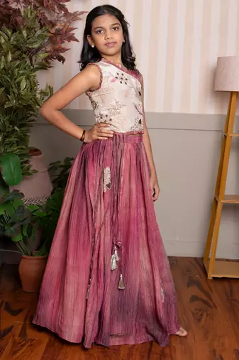 Pink embroidered tissue co ord set