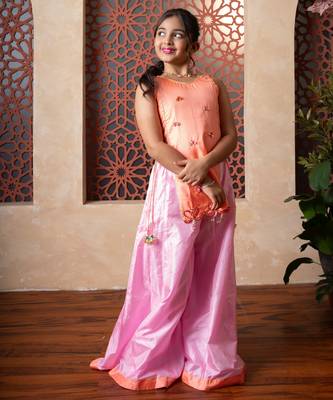 Orange printed silk co ord set 2