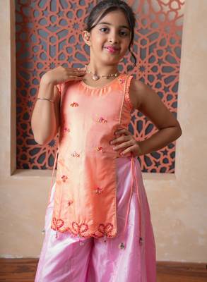 Orange printed silk co ord set 3
