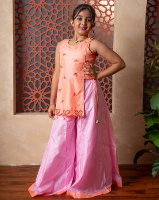 Orange printed silk co ord set 1