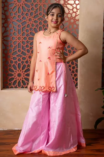 Orange printed silk co ord set