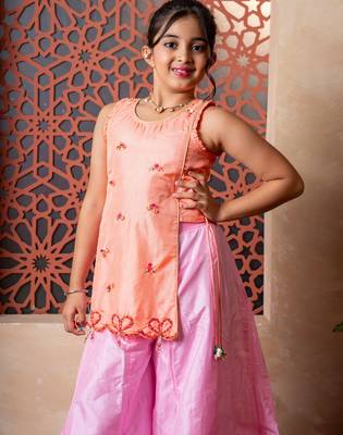 Orange printed silk co ord set 4