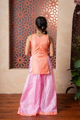 Orange printed silk co ord set 5
