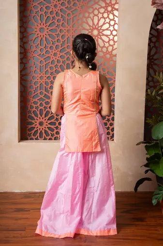 Orange printed silk co ord set