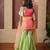 Peach & Green embroidered silk sharara 