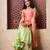 Peach & Green embroidered silk sharara 
