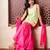 Pink & Green plain silk sharara