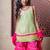 Pink & Green plain silk sharara