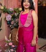 Pink plain silk Three Piece Co ord Set