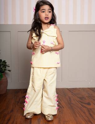 Yellow plain cotton co ord set 4