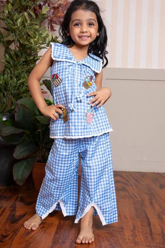 Blue plain cotton co ord set