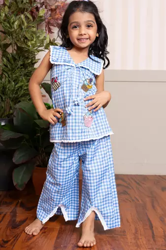 Blue plain cotton co ord set