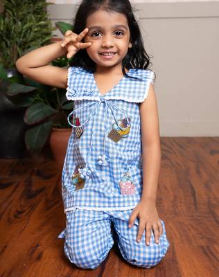 Blue plain cotton co ord set 3