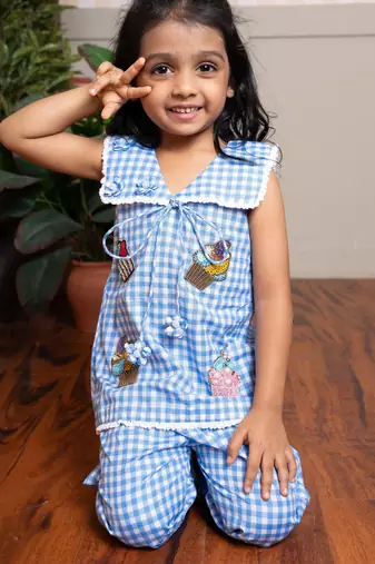 Blue plain cotton co ord set