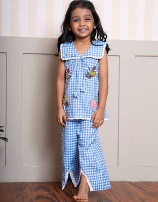 Blue plain cotton co ord set 5
