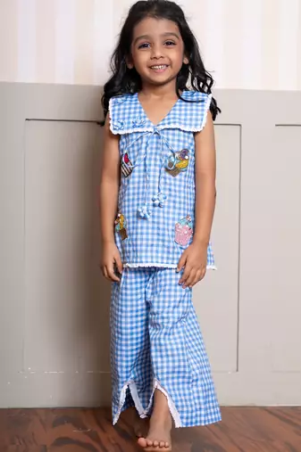 Blue plain cotton co ord set