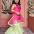 Pink & Green Embroidered silk sharara