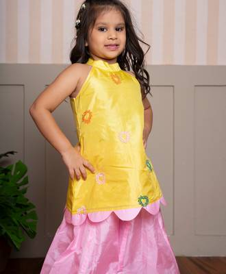 Yellow plain silk co ord set 2