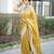 Yellow sequin Embroidered Tabby silk blend saree