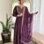 light purple embroidery vichitra silk anarkali kurta pant set with dupatta