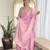 Light pink embroidery vichitra silk anarkali kurta pant set with dupatta